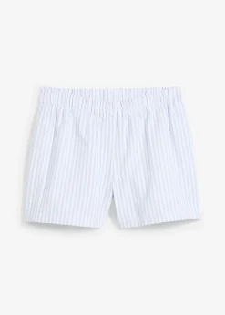 bonprix bonprix Shorts|Pantalones>Pantalón corto a rayas de algodón puro azul pálido-blanco con rayas