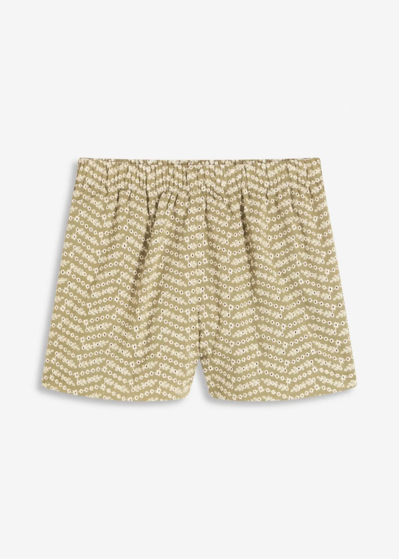 bonprix bonprix Shorts|Pantalones>Pantalón corto con bordado calado Verde oliva-beige de flores