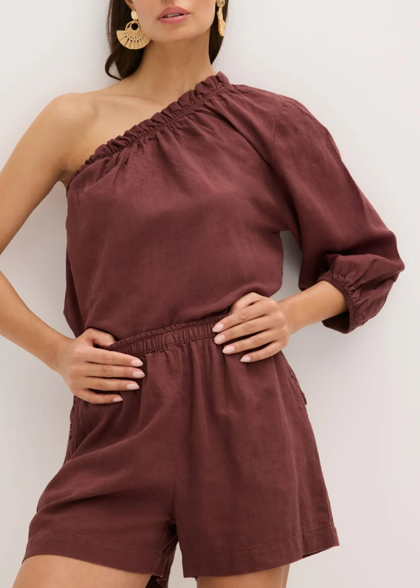 Mujer bonprix bonprix Pantalón corto con contenido de lino