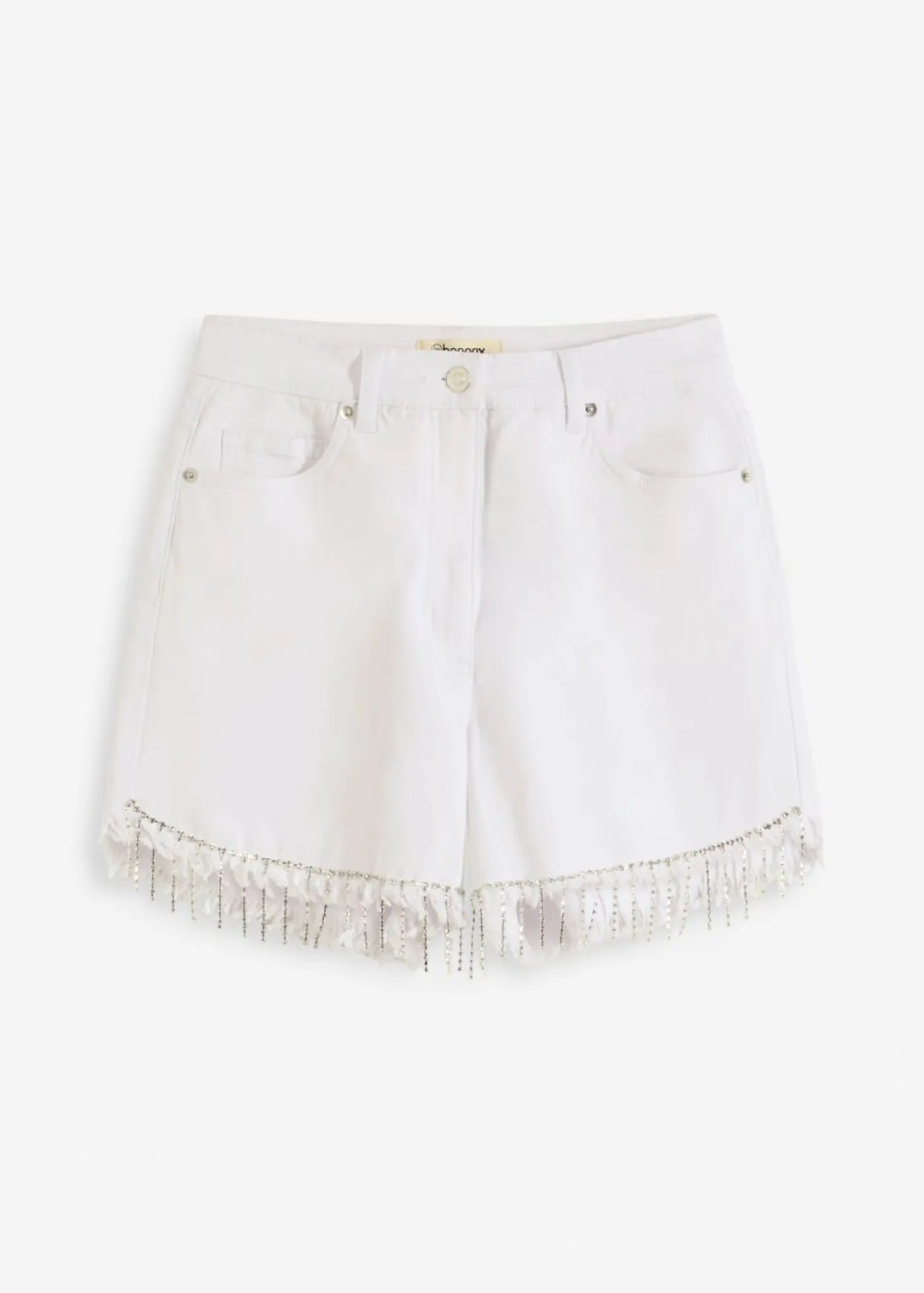 bonprix bonprix Shorts|Pantalones>Pantalón corto con detalle de cadena Blanco