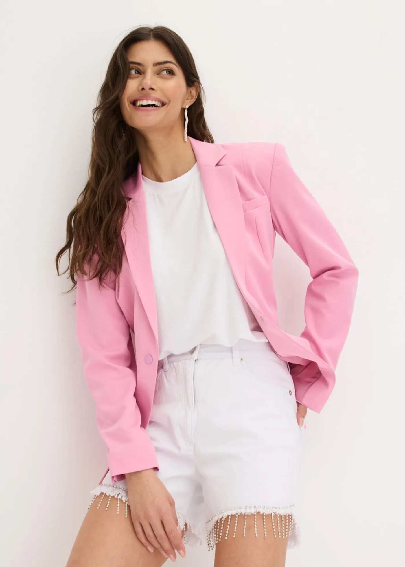 bonprix bonprix Shorts|Pantalones>Pantalón corto con detalle de cadena Blanco