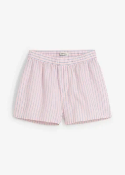 bonprix bonprix Shorts|Pantalones>Pantalón corto de algodón puro rosa pastel-azul claro con rayas
