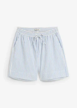 bonprix bonprix Esenciales|Shorts>Pantalón corto de algodón puro azul provenzal-blanco lana rayas verticales