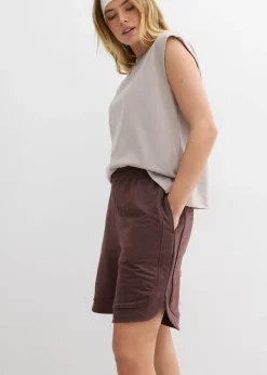 Mujer bonprix bonprix Pantalón corto de chándal de mezcla de algodón con corte ancho