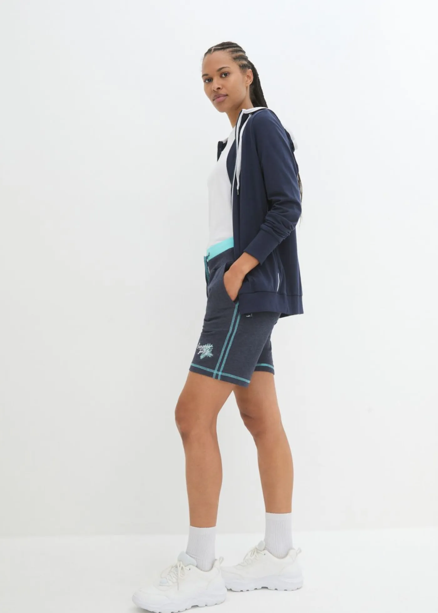 bonprix bonprix Conjuntos De Traje De Baño|Ropa De Playa>Pantalón corto de chándal de mezcla de algodón Azul oxford