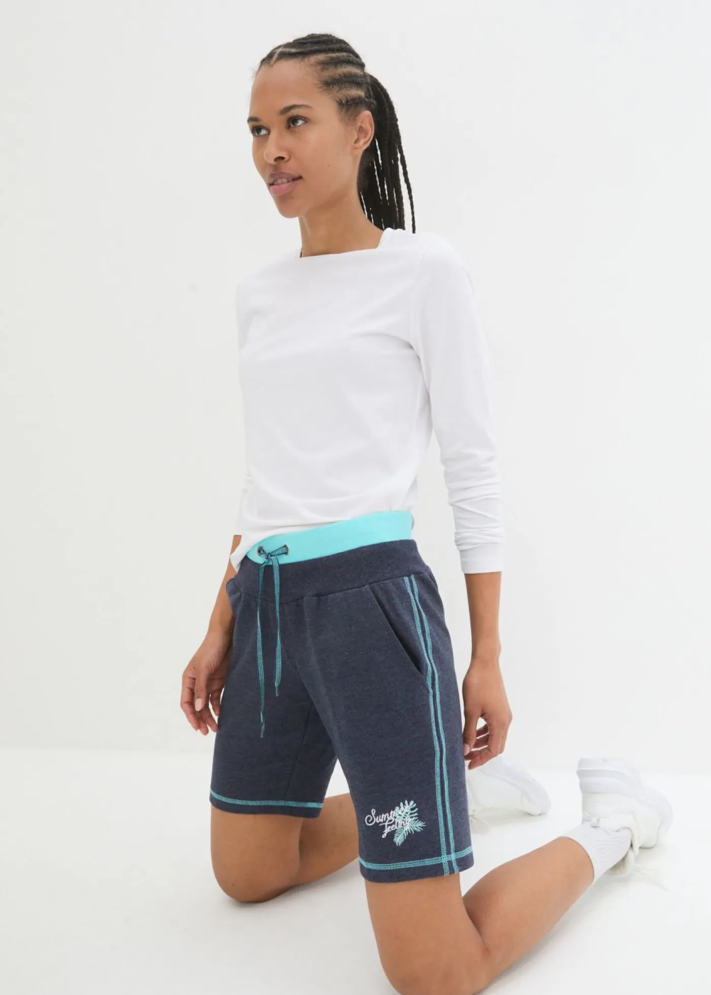 bonprix bonprix Conjuntos De Traje De Baño|Ropa De Playa>Pantalón corto de chándal de mezcla de algodón Azul oxford