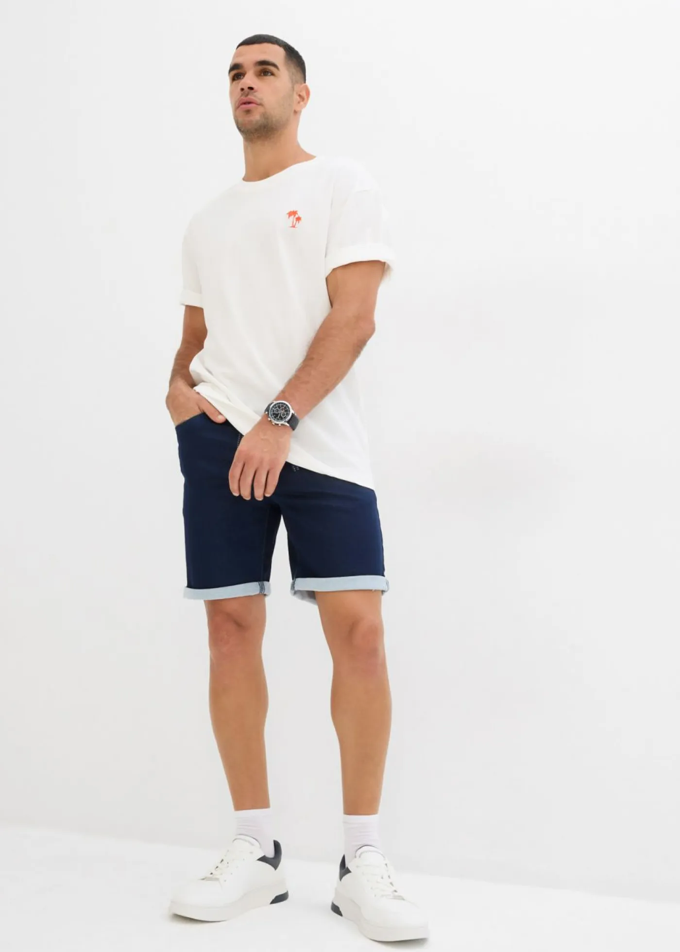 bonprix bonprix Shorts|Vaqueros>Pantalón corto de chándal, regular fit Azul oscuro denim