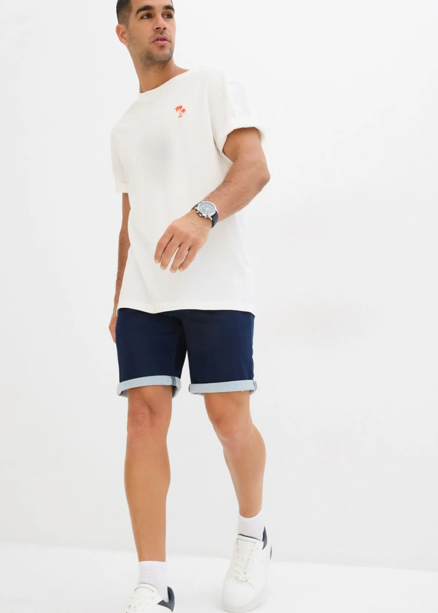 bonprix bonprix Shorts|Vaqueros>Pantalón corto de chándal, regular fit Azul oscuro denim