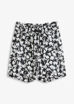 bonprix bonprix Shorts|Pantalones>Pantalón corto de lino negro-blanco lana-azul genciana