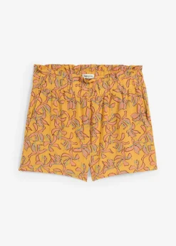 bonprix bonprix Shorts|Pantalones>Pantalón corto de mezcla de viscosa y algodón miel-mandarina mate con flores