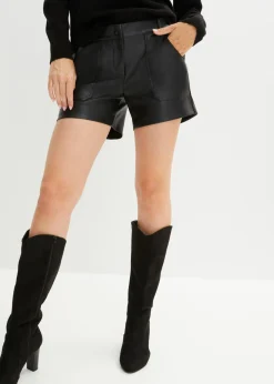 bonprix bonprix Shorts|Pantalones>Pantalón corto de piel sintética Negro