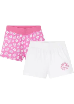 bonprix bonprix Ropa 9 A 16 Años·Shorts|Ropa 9 A 16 Años·Packs De Ropa>Pantalón corto de punto de algodón orgánico puro (2 unidades) Blanco-fucsia claro