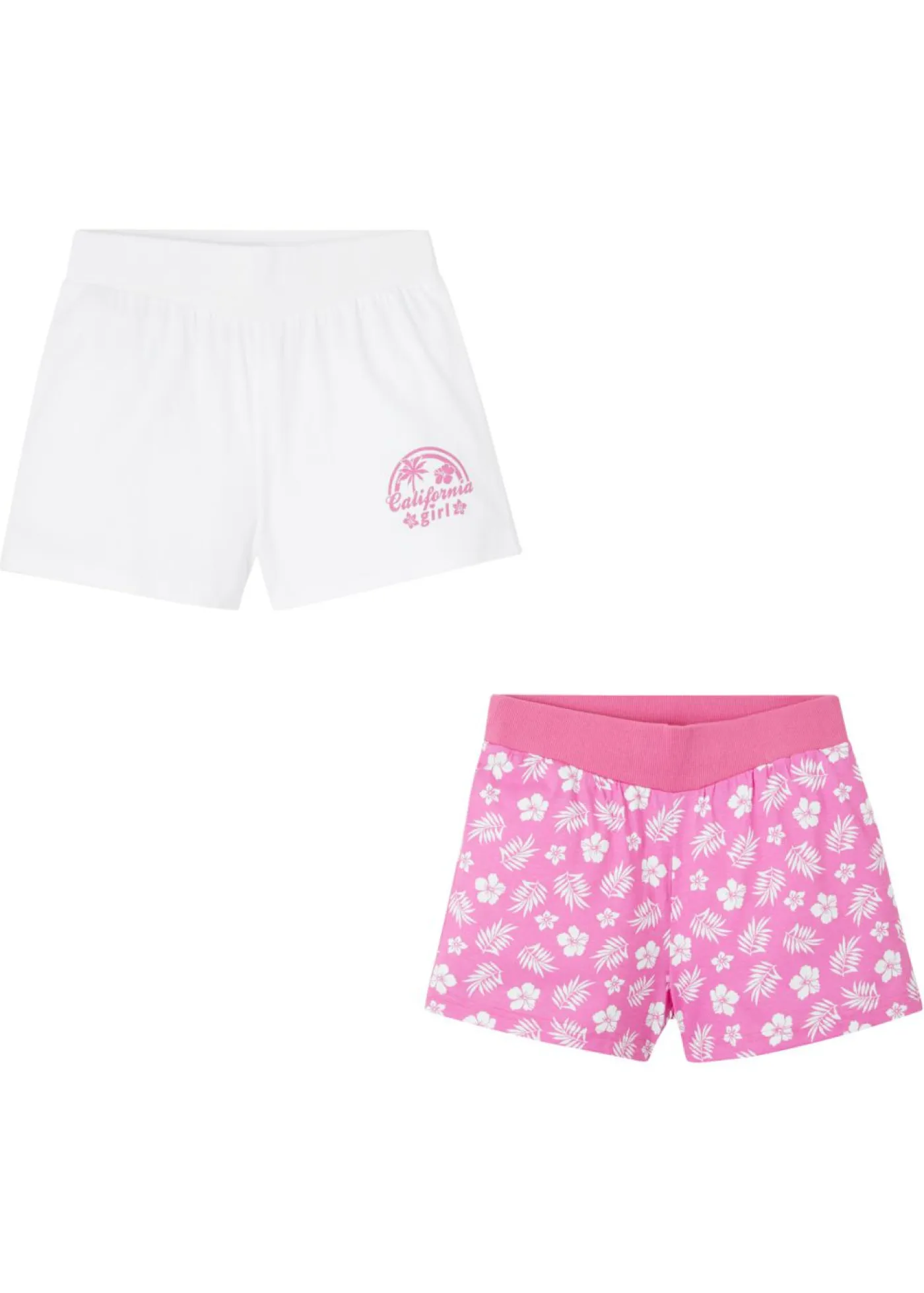 bonprix bonprix Ropa 9 A 16 Años·Shorts|Ropa 9 A 16 Años·Packs De Ropa>Pantalón corto de punto de algodón orgánico puro (2 unidades) Blanco-fucsia claro