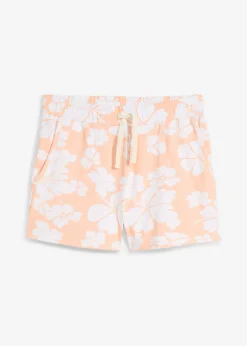 bonprix bonprix Ropa 9 A 16 Años·Shorts>Pantalón corto de punto de algodón orgánico puro Melocotón + blanco