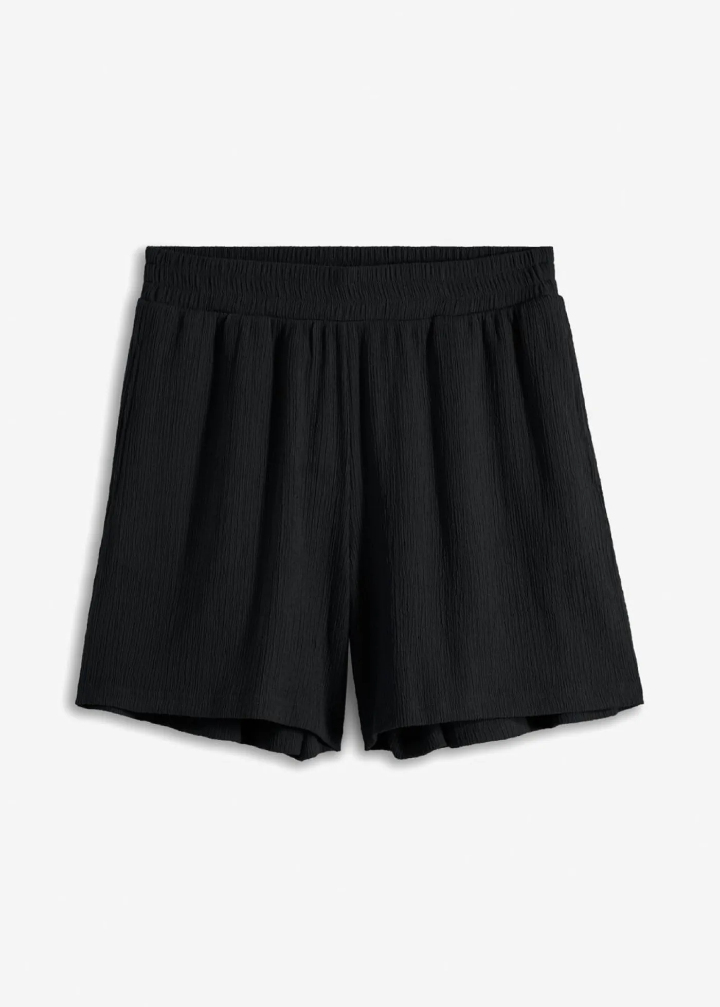 bonprix bonprix Shorts|Pantalones>Pantalón corto de punto estructurado sin cierre con cinturilla alta Negro