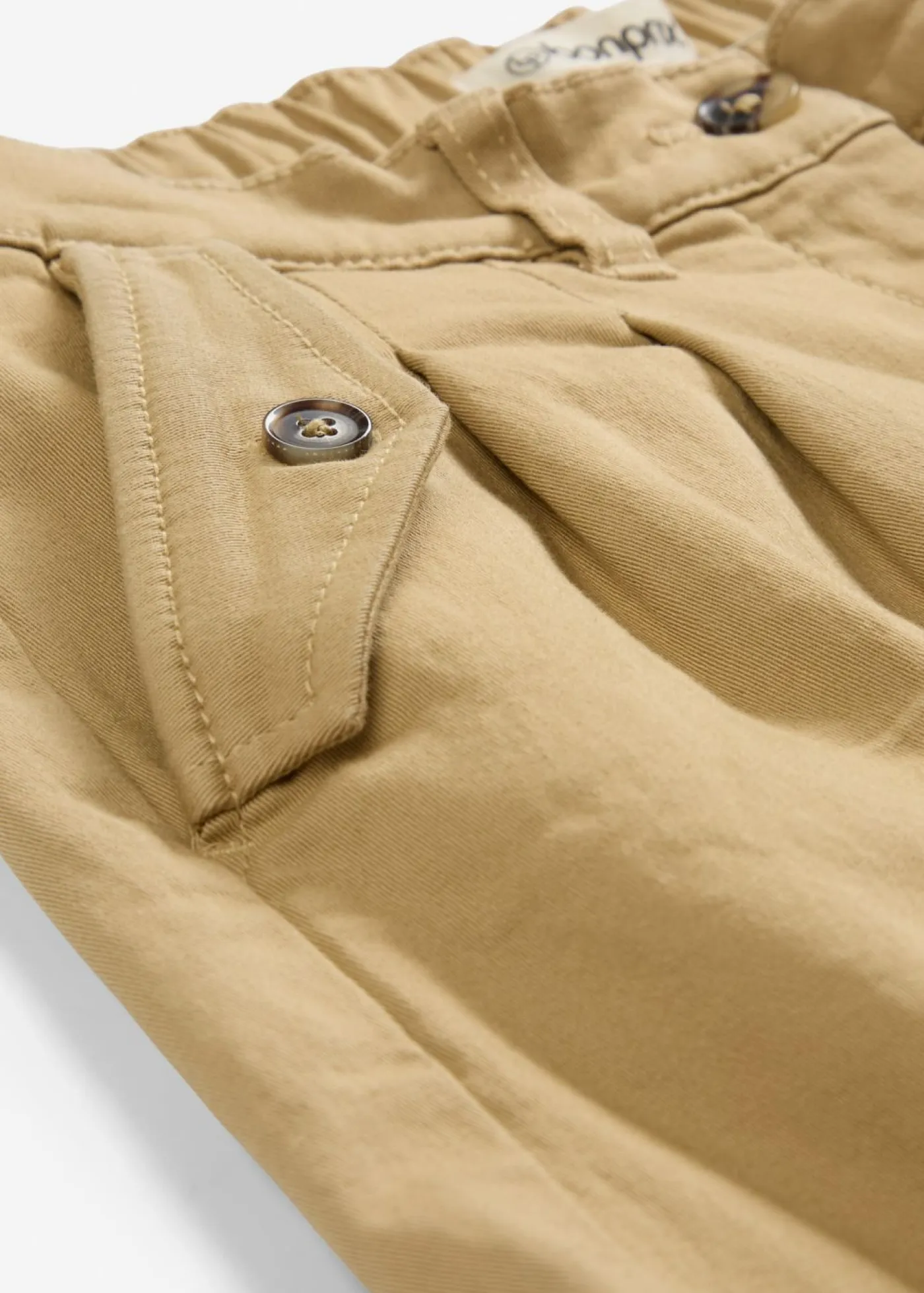 bonprix bonprix Shorts|Pantalones>Pantalón corto de sarga con talle alto Beige nuevo