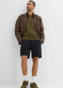 Hombre bonprix bonprix Pantalón corto de sarga de algodón puro con corte holgado