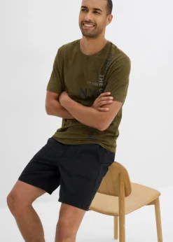 Hombre bonprix bonprix Pantalón corto de sarga de algodón puro con corte holgado