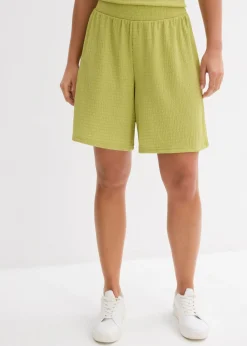 bonprix bonprix Conjuntos De Ropa|Shorts>Pantalón corto sin cierre de crepé pistacho mate