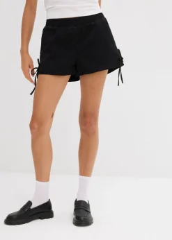 bonprix bonprix Shorts|Pantalones>Pantalón corto sin cierre de mezcla de algodón elástico Negro