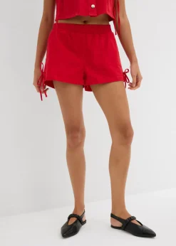 bonprix bonprix Shorts|Pantalones>Pantalón corto sin cierre de mezcla de algodón elástico Rojo tomate