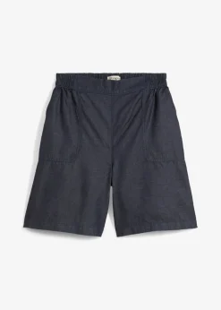 bonprix bonprix Shorts|Pantalones>Pantalón corto sin cierre con mezcla de lino transpirable Azul oscuro denim