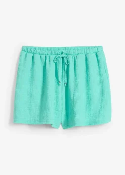 bonprix bonprix Shorts|Pantalones>Pantalón corto sin cierre de crepé estructurado Azul mentol