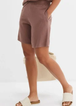bonprix bonprix Conjuntos De Ropa|Shorts>Pantalón corto sin cierre de punto fino Marrón mate