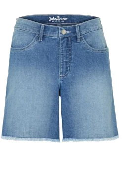 bonprix bonprix Shorts|Vaqueros>Pantalón corto vaquero con talle medio y tejido elástico azul claro denim