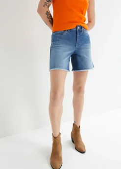 bonprix bonprix Shorts|Vaqueros>Pantalón corto vaquero con talle medio y tejido elástico azul claro denim