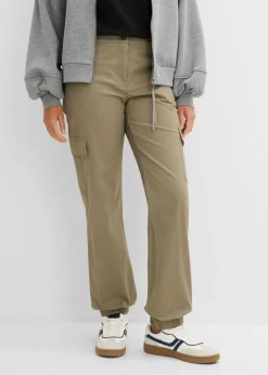 Mujer bonprix bonprix Pantalón de algodón elástico con estilo cargo
