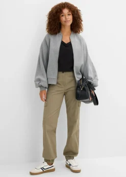 Mujer bonprix bonprix Pantalón de algodón elástico con estilo cargo