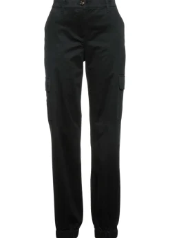 bonprix bonprix Pantalones>Pantalón de algodón elástico con estilo cargo Negro