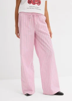 bonprix bonprix Pantalones>Pantalón de algodón puro rosa/blanco con rayas