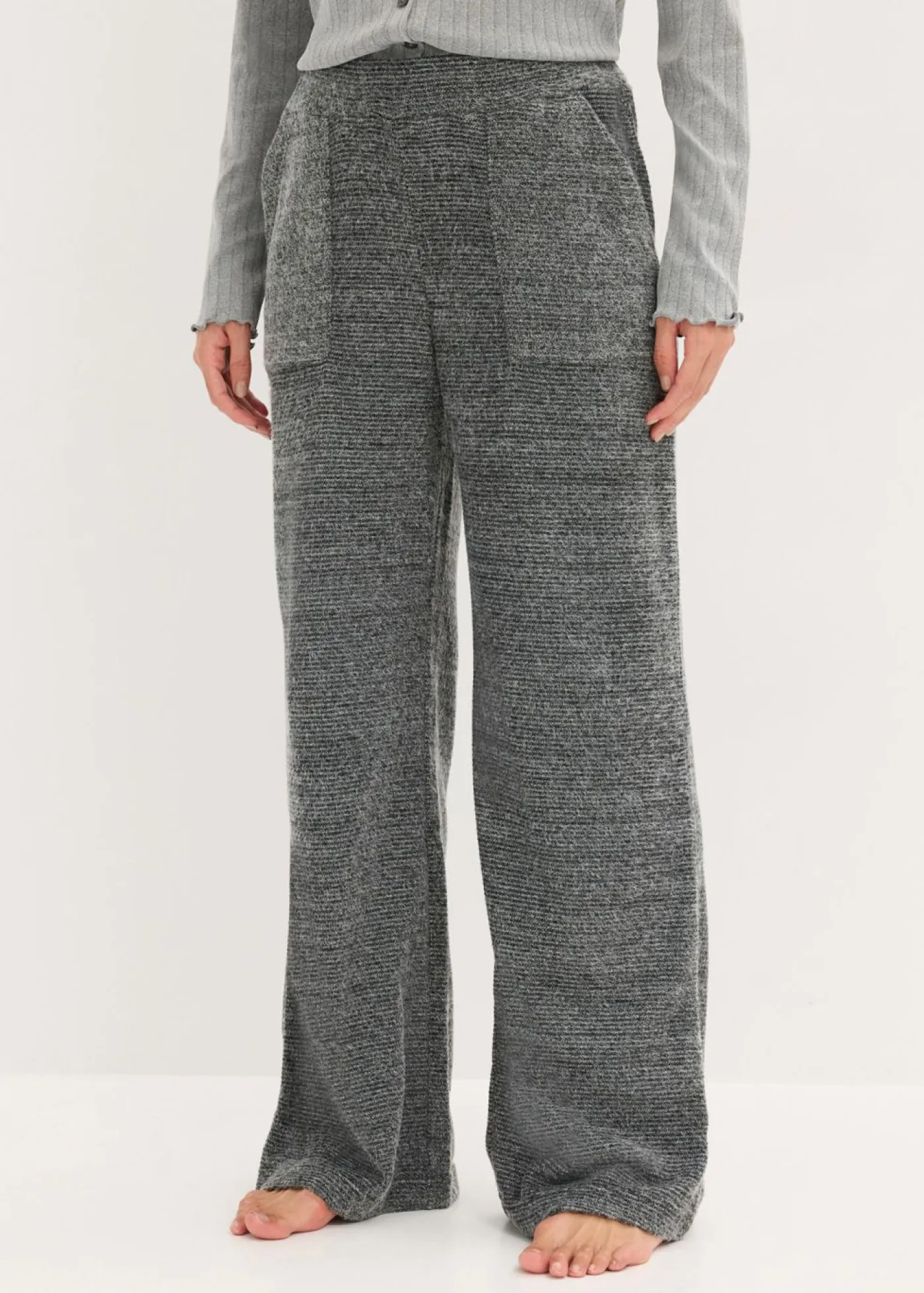 bonprix bonprix Homewear|Ropa Para Dormir>Pantalón de chenilla de suave gris jaspeado moteado