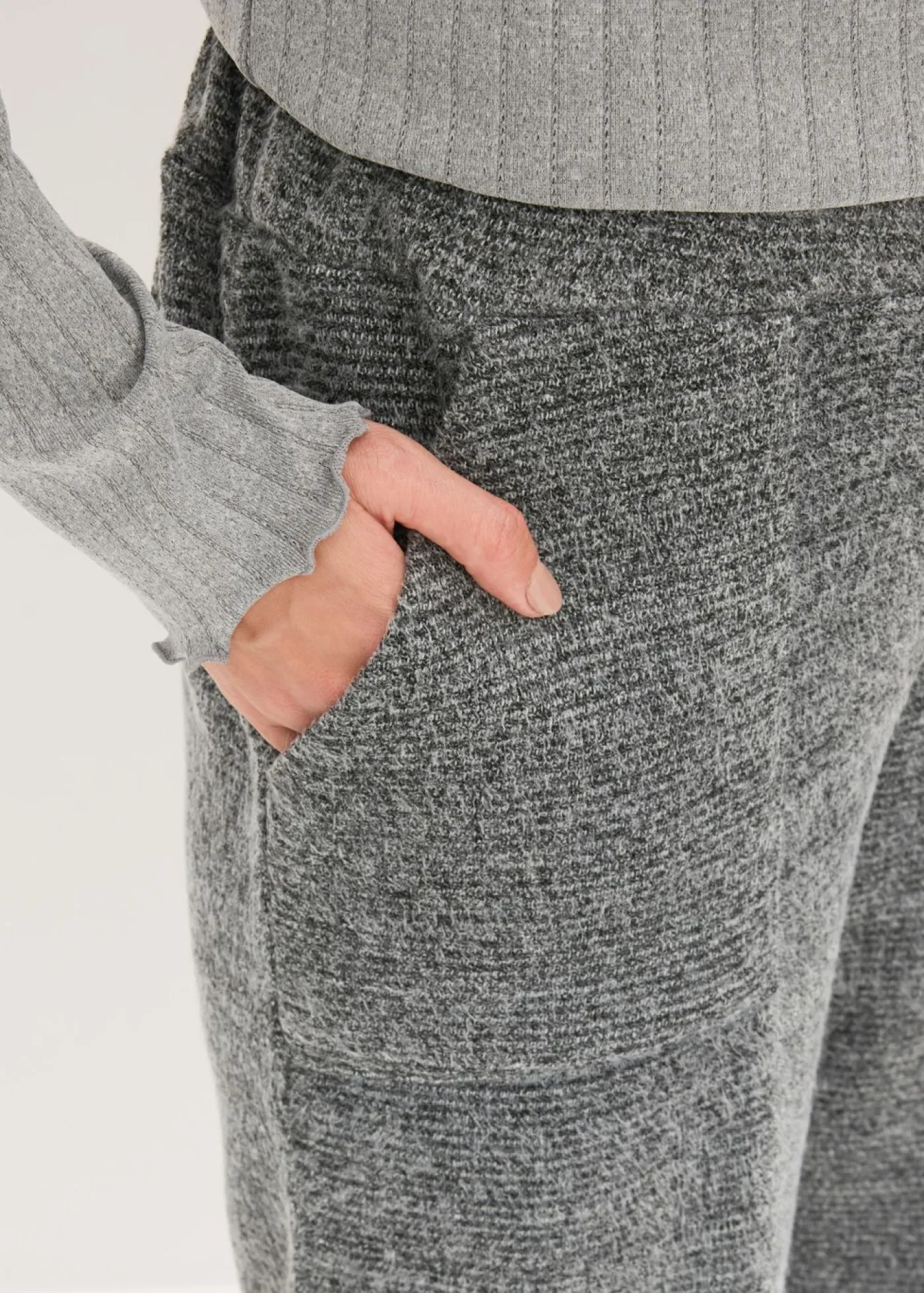 bonprix bonprix Homewear|Ropa Para Dormir>Pantalón de chenilla de suave gris jaspeado moteado