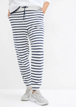 bonprix bonprix Básicos|Ropa Cómoda>Pantalón de chándal Blanco lana-azul marino con rayas
