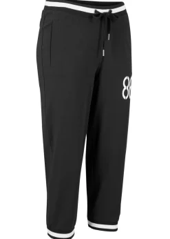 bonprix bonprix Ropa Deportiva|Ropa Cómoda>Pantalón de chándal 3/4 de mezcla de algodón Negro estampado