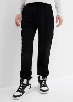 bonprix bonprix Ropa 9 A 16 Años·Pantalones>Pantalón de chándal con bolsillos tipo cargo Negro