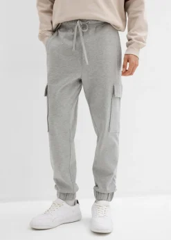 bonprix bonprix Ropa Deportiva|Pantalones>Pantalón de chándal con bolsillos tipo cargo y corte holgado Gris claro jaspeado