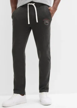 bonprix bonprix Ropa Deportiva|Pantalones>Pantalón de chándal con detalles deportivos Gris oscuro jaspeado