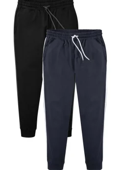 bonprix bonprix Básicos En Rebajas|Ropa Deportiva>Pantalón de chándal con detalles de contraste (2 unidades) Negro-azul marino