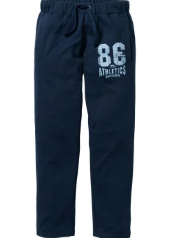 bonprix bonprix Ropa Deportiva|Pantalones>Pantalón de chándal con detalles deportivos de algodón orgánico puro Azul marino