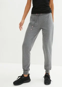 bonprix bonprix Básicos|Ropa Cómoda>Pantalón de chándal con puños gris moteado / rosa neón moteado