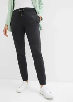 bonprix bonprix Básicos|Ropa Cómoda>Pantalón de chándal con puños negro amarillo neón moteado
