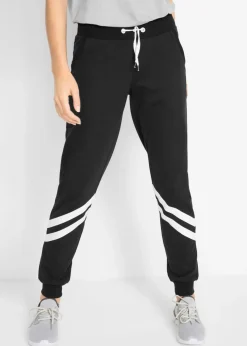bonprix bonprix Ropa Cómoda|Pantalones>Pantalón de chándal con rayas negro con rayas