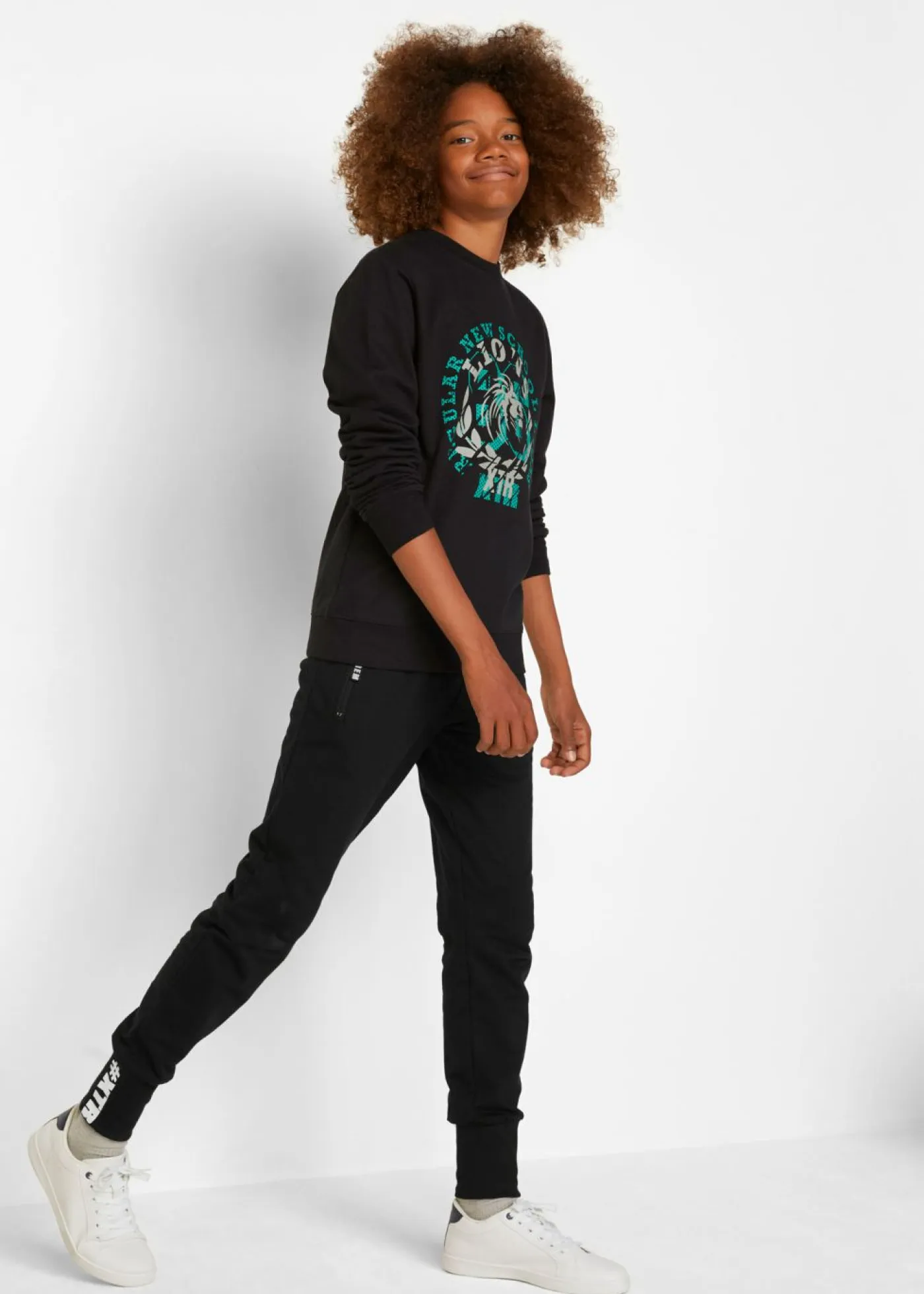 bonprix bonprix Ropa 9 A 16 Años·Pantalones>Pantalón de chándal de algodón puro Negro