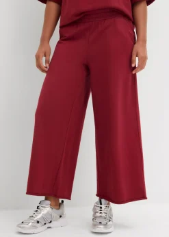bonprix bonprix Ropa Cómoda|Pantalones>Pantalón de chándal de algodón orgánico con largo capri Ciruela