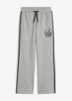 bonprix bonprix Ropa Cómoda|Pantalones>Pantalón de chándal de mezcla de algodón suave Gris claro jaspeado/azul marino estampado