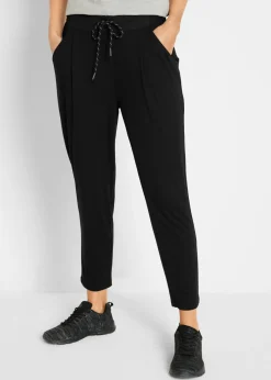 bonprix bonprix Pantalones>Pantalón de chándal de viscosa sostenible con largo 7/8 Negro